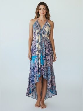 Advance Apparels Paisley High-Low Halter Dress NWT